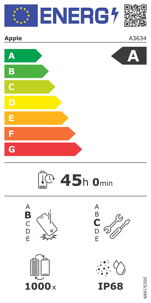 iPhone 17e hivatalos EU-energiacímkéje