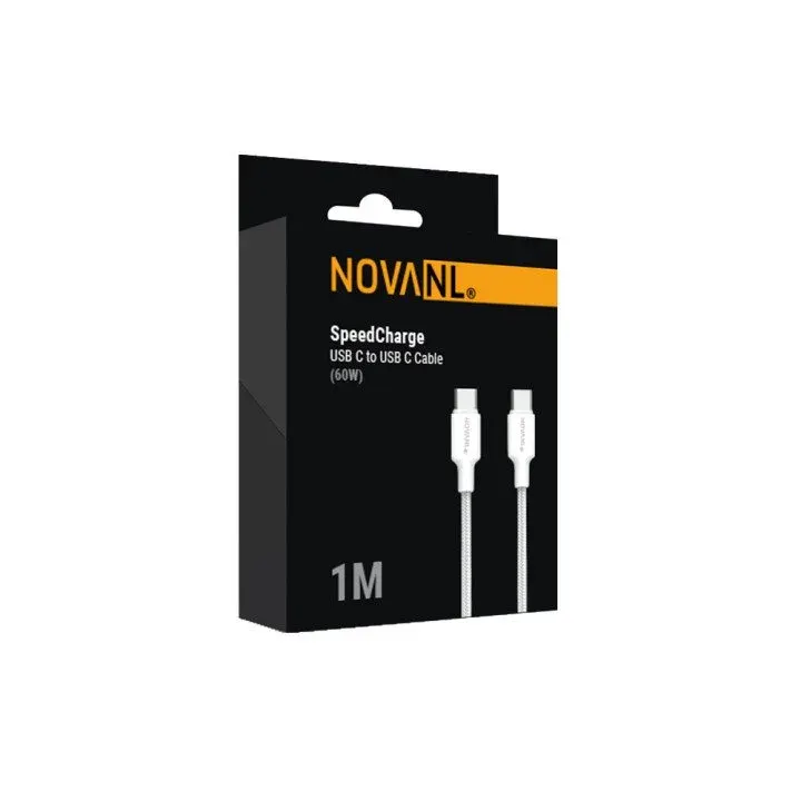 NOVANL Gyorstoltő USB C to USB C kábel 100W (1M) Fehér – termékfotó