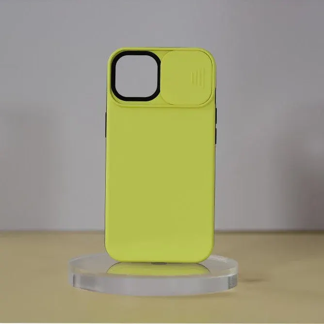 Cellect iPhone 14 TPU+PC kameravédős tok – sárga – termékfotó
