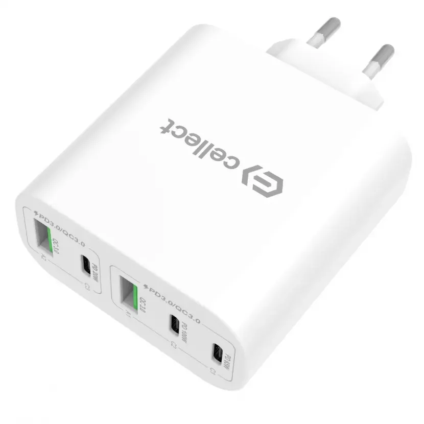 Cellect 120W hálózati gyorstöltő adapter, Fehér – termékfotó